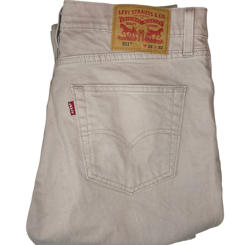 Levi's 511 Slim Fit 33x32 Mens Muted Mauve Pink Tan Stretch Pants 04511-5861